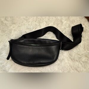 Quince Italian Black Pebbled Leather Sling Bag